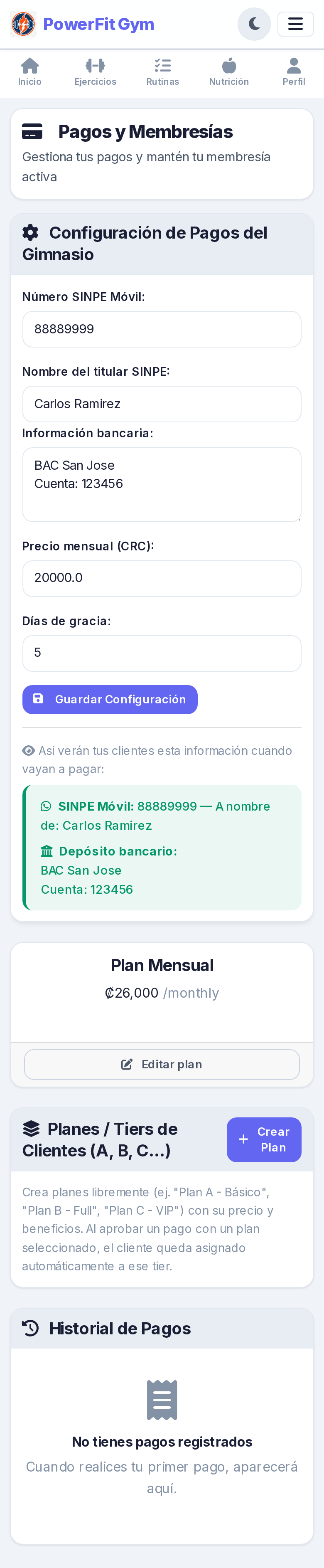 Configuración de Pagos