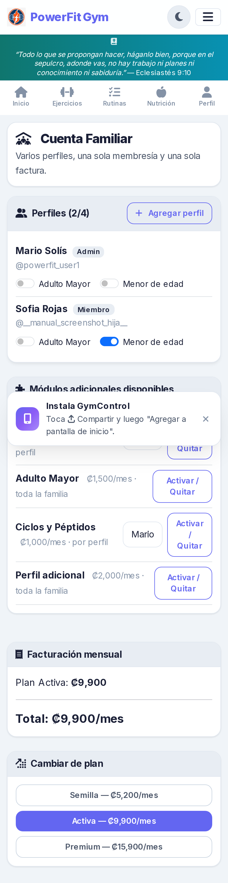 Captura de GymControl
